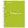 Miquelrius - Taccuino A4 Notebook Emotions, 80 fogli 90 g/m², a righe Séyès, 1 striscia di colore, spirale microforata, copertina in polipropilene, 4 fori, colore verde lime