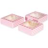 Anniversary House J154 - Confezione da 3 scatole per dolcetti rosa a quadretti e pois, 3,8 x 11,4 x 11,4 cm, colore: Rosa