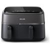 Philips Dual Basket Air Fryer - Cottura sana, veloce e versatile, Friggitrice ad aria da 9L, Touchscreen, design a 2 cestelli con doppia resistenza e termostasti separati (NA350/00)