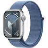 Apple Watch Series 9 GPS 41mm Smartwatch con cassa in alluminio color argento e Sport Loop blu inverno. Fitness tracker, app Livelli O₂, display Retina always-on, resistente all'acqua