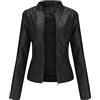 OADOBKICE Giacca Moto Donna Giacca Impermeabile Giacca Leggera Giacca Pelle Donna Giacca Elegante Donna Giacca Leggera Donna Giacca Ecopelle Donna Giacca Corta Giacca Casual Donna Nero XXL