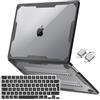 MOSISO Custodia Compatibile con MacBook Air 15 Pollici Cover M4 A3241 M3 A3114 M2 A2941 2025 2024 2023,Simmetrico Geometric Duty Case Plastica Rigide con TPU Paraurti&Copritastiera&Tipo C, Nero