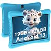 LNMBBS Tablet per Bambini 10 Pollici Android 13, 19GB RAM+128GB ROM(Up to 512GB) Kids Tablet con Controllo parentale,Sistema Educativo, 5MP+8MP/WiFi/BT/8000mah, Tablet bambini con Custodia (Blu)