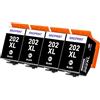 SINOPRINT 202XL Nero Compatibile Sostituzione per Epson 202XL 202 XL Cartucce d'inchiostro per Epson Expression Premium XP-6100 XP-6105 XP-6005 XP-6000 XP6100 XP6105 XP6005 XP6000(4 Nero)