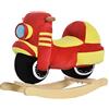 HOMCOM Cavallo a Dondolo per Bambini 18-36 Mesi a Forma di Moto, Cavallo per Bambini Cavalcabile in Legno e Peluche, Suoni Realistici, Max. 40kg, Rosso e Giallo