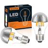 KOOYWAN 6W E27 Lampada a LED specchio d'argento A19 bianco caldo dimmerabile 2PCS