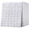 EMSMIL 10 Pezzi Carta da Parati 3D Mattoni Bianco 70 x 77 cm Pannelli Adesiva per Muro Moderna Impermeabile PE Foam Pannello Parete Decorativo per Cucina Bagno Soggiorno Salone Ufficio TV Sfondo