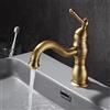 kisimixer Rubinetto Bagno Lavabo Ottone Antico, Miscelatore Lavabo Bagno Vintage Girevole a 360°, Rubinetto Bagno Monocomando Con Finitura Dorata Sterile, Calda e Fredda del Rubinetto