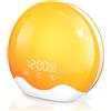 Laliled Wake-up Light Sveglia Alba con Touch Screen Leggero,Sveglia con Illuminazione su Due Lati per chi Dormi Pesanti,Doppio Allarme e Snooze,Luce Notturna a 12 Colori Aiuta a Dormire FM