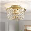 WUZUPS lampadario in cristallo semi-flushmount plafoniera moderna per camera da letto corridoio bar cucina bagno, h 19.3cm w 25 cm, oro, base g9