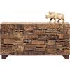 Kare Design commò/cassettiera Shanti Surprise, marrone, legno naturale puzzle, 90x160x42cm, pezzo unico, 3 cassetti, 2 ante, legno massello di mango, pezzo unico, lavorato a mano