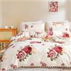 Wotcsil Set Copripiumino Una Piazza e Mezza Bianco Floreale Bohémien Parure Copripiumino 200x200cm Boho Pompon Boemia Sacco Copripiumino con Frange in Microfibra con Federe 50x75cm, Floreale Rosa