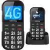 Ukuu Telefono Cellulare per Anziani 4G con Tasti Grandi, Dock di Ricarica - Cavo USB C e pulsante SOS telefoni per anziani cellulari Facili da Usare Nero