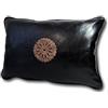 ALMADIH Cuscino in vera pelle XL con imbottitura nero 50x35 cm 100% tradizionale fatta a mano - Cuscino per divano decorativo per soggiorno orientale (Cuscino XL nero)