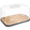 5 five simply smart 5five - Fresh Eat Scatola per il pane grigia, 29 x 18 x 16 cm, con tagliere in bambù - Contenitore per la cucina, Porta pane