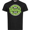 Lonsdale ALMINGTON T-Shirt, Black/Neon Green, XL Men's