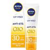 NIVEA SUN UV Viso Anti-Età FP 30 in Tubetto da 50 ml, Crema Viso Antirughe con Coenzima Q10, Crema Solare viso 30 per uso Giornaliero, Crema Antimacchia viso con azione anti-età