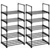 SONGMICS Scarpiera a 5 Ripiani, Set di 2, Scaffale Portascarpe in Metallo, Impilabile e Salvaspazio, Scaffale Portaoggetti, Ingresso Soggiorno Camera, Nero LSA055B02