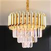 Generico Lampadario di Cristallo Luce Moderna Goccia di Pioggia Cristalli Lampada a Sospensione Plafoniera Dorata per Sala da Pranzo Soggiorno Cucina Isola Corridoio Ristorante,E14 x 5 Luci