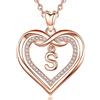 AEONSLOVE Collana Lettera Donna Ciondolo Nome Personalizzabile Collana Iniziale S Oro Rosa Regalo Compleanno Natale per Figlia Amica Ragazza