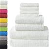 NatureMark - Set di asciugamani a 8 pezzi - 2 asciugamani da bagno, 2 asciugamani per le mani e 4 asciguamani da bidet, Bianco