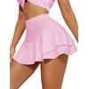 Avidlove Donne Mini Gonna Sexy Tinta Unita Gonne Ruffle Estate Vita Alta Plissettata Gonna Base Skater Gonne Confortevole Tennis Rosa XXL