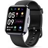 Quican Smartwatch Donna Uomo con Chiamate Alexa - Smart watch Orologio Fitness Tracker con Cardiofrequenzimetro SpO2 Sonno Contapassi-Impermeabile IP68 Orologi Sportivo per Android iOS(Nero)