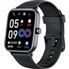 Quican Smartwatch Uomo Donna con Chiamate e Alexa - Smart watch Orologio Fitness Tracker con Bluetooth Contapassi Cardiofrequenzimetro SpO2 Sonno -Impermeabile IP68 Orologi Sportivo per Android iOS(Nero)