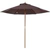 Outsunny Ombrellone da Giardino 2.5x2.3 m a 6 Stecche con Manovella, in Legno e Poliestere, Marrone