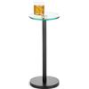 mDesign Tavolino da caffè rotondo - Tavolino consolle in metallo e vetro - Piccolo mobiletto da ingresso con struttura in metallo e superficie in vetro - trasparente/nero opaco