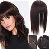 SJZDYLXY Capelli Sintetici Topper Wiglet Hair Enhancer con Frangia Dritta 3 Clip in Estensioni Dei Capelli Lisci Pezzo di Chiusura Dei Capelli Pezzi Parrucchini per Le Donne (14INCH/35CM, 2/33)
