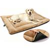 ASIJIA Tappetino per cani grande, 90 x 56 cm, lavabile, soffice, Sherpa, con fondo antiscivolo, caldo materasso per gabbia per cani di taglia media e grande, cachi