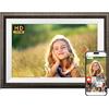 SONVGOO Marrone Cornice Digitale SONVGOO WiFi in Legno 10,1 Pollici Famiglia Portafoto, Touch Screen Prospettiva Completa IPS HD 1280x800, Rotazione Automatica 32GB, Condividi Foto/Video Tramite Frameo App