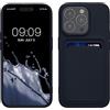kwmobile Custodia Compatibile con iPhone 15 Pro Cover - Back Case Cellulare con Slot Porta Carte - Morbida in Silicone TPU blu scuro