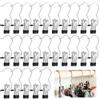 GOTRUST 25pcs Ganci per Lavanderia Portatili, Mollette Grucce Ganci a Clip, Grucce Metallo Ganci con Pinza, Gancio per Stivali Clip in Acciaio Antiscivolo per Pantaloni Scarpe Calzini