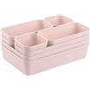 Gariella Set di organizer per cassetti, con sistema di separazione regolabile, per soggiorno, bagno, in plastica, colore rosa