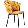 DRW Set di 2 sedie in Velluto e Metallo in Senape e Nero, Medidas: 61x68x82 cm