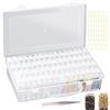RUNQIN OUTDOOR 64 Slots Diamond Painting Organizer Accessori Kit con Etichette e Pinzette, Contenitore Trasparente Scatola con Scomparti, Pittura Diamante 5D/Strumenti Punto Croce Contenitori per Artigianato Fai Te