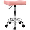 KKTONER Sgabello quadrato in pelle PU regolabile in altezza girevole per massaggi, spa, salone di lavoro, sedia con ruote (rosa)