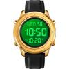 TONSHEN Uomo Acciaio inossidabile Digitale Orologio LED Elettronico Allarme Cronometro 12H/24H Controluce Moda Multifunzione Orologi da Polso (Pelle Oro)