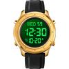 TONSHEN Uomo Acciaio inossidabile Digitale Orologio LED Elettronico Allarme Cronometro 12H/24H Controluce Moda Multifunzione Orologi da Polso (Pelle Oro 2)