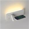 EOEO Applique da Parete per interni a LED con interruttore, lampada da lettura girevole con caricatore wireless USB,lampada da parete,lampada da letto per soggiorno, hotel[bianco sinistro, destro].,Links
