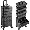 Tayqwiheva Trolley Make Up 5 in 1 Trolley Estetista Valigetta Trucchi Trolley Trucco Valigetta Trucco Valigetta Estetista Valigia Make Up Valigetta Maniküre Valigetta per Cosmetici,Chiaro Nero
