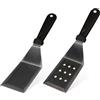 Realand Spatola in metallo per cucinare in ghisa, 2 spatole per piastra, set di spatole in acciaio inossidabile resistente, spatola piatta per barbecue per pesce, hamburger, spatola per uso in cucina,
