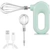 HERCHR Sbattitore Manuale Senza Fili, Mini Sbattitore Elettrico Per Uso Domestico USB Ricaricabile Mini Frullino Per Le Uova Sbattitore Per Uova Portatile Sbattitore Elettrico con 4 Modalità di(Verde)
