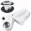 REDGO Lente d'Ingrandimento 30x/60x-Lente Ingrandimento con 2 LED Luce, Pocket Jeweler Eye Loupe,Alta Chiarezza, Design Pieghevole, Ideale per Gioiellieri, Diamanti, Numismatica (Bianca)