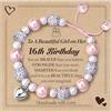 CASSIECA Regali di compleanno per ragazze di 3-16 anni, braccialetti con perle rosa e sfere in zirconia cubica, regolabili con ciondoli a forma di cuore, per bambine di 3-16 anni, regali per ragazze