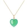COAI Collana da Donna in Argento 925 con Ciondolo Cuore di Agata Verde, Collana Agata Verde da Donna Catenina Placcata Oro 14K
