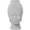 DRW Vaso da tavolo in ceramica Busto africano in bianco 19x19x30 cm