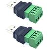 JZK 2x USB Adattatore per morsettiera a vite maschio a 4 pin/via terminali femmina dello schermo della vite del bullone connettore a spina di tipo innestabile per ricarica e trasferimento dati